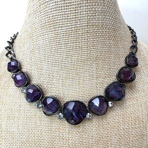 Jones New York Purple Stone Necklace & Bracelet Set With Crystal Accents